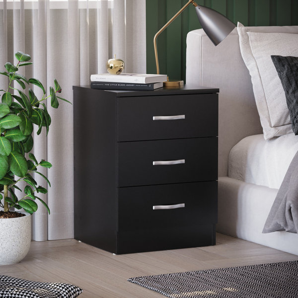 White nightstand store black hardware